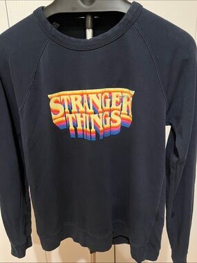 Stranger Things Navy/Gray Graphic Crewneck Sweatshirt